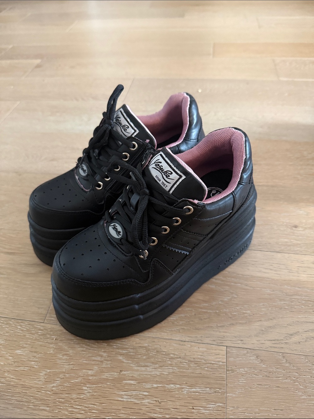 Yosuke Black Platform Sneakers with Side Zipper